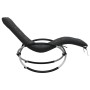 Tumbona geométrica con cojín acero negro y gris de vidaXL, Tumbonas - Ref: Foro24-3213545, Precio: 153,75 €, Descuento: %