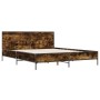 Estructura cama madera ingeniería metal roble ahumado 120x190cm de vidaXL, Camas y somieres - Ref: Foro24-3280024, Precio: 14...