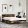 Estructura cama madera ingeniería metal roble ahumado 120x190cm de vidaXL, Camas y somieres - Ref: Foro24-3280024, Precio: 14...