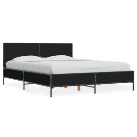 Estructura de cama madera de ingeniería y metal negro 140x190cm de vidaXL, Camas y somieres - Ref: Foro24-3280032, Precio: 15...