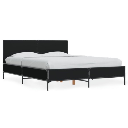 Estructura de cama madera de ingeniería y metal negro 140x190cm de vidaXL, Camas y somieres - Ref: Foro24-3280032, Precio: 15...