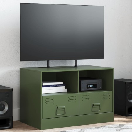 Mueble para TV de acero verde oliva 67x39x44 cm de vidaXL, Muebles TV - Ref: Foro24-841747, Precio: 73,07 €, Descuento: %