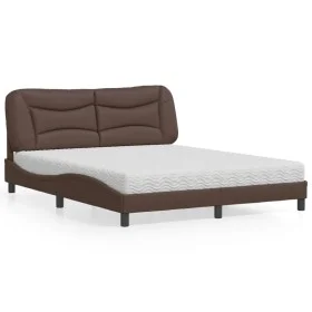 Bed with brown synthetic leather mattress 160x200 cm by vidaXL, Beds and slatted bases - Ref: Foro24-3208733, Price: 449,53 €...