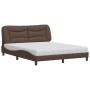 Cama con colchón cuero sintético marrón 160x200 cm de vidaXL, Camas y somieres - Ref: Foro24-3208733, Precio: 469,36 €, Descu...