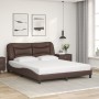 Cama con colchón cuero sintético marrón 160x200 cm de vidaXL, Camas y somieres - Ref: Foro24-3208733, Precio: 469,36 €, Descu...