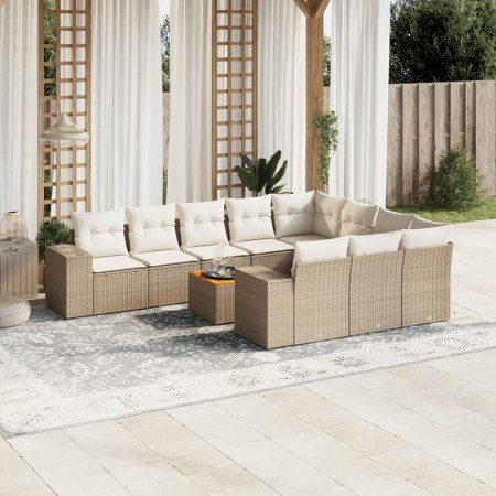 Set de sofás de jardín 11pzas con cojines ratán sintético beige en Conjuntos de jardín | Comprar online en Foru.es