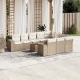 Set de sofás de jardín 11pzas con cojines ratán sintético beige en Conjuntos de jardín | Comprar online en Foru.es