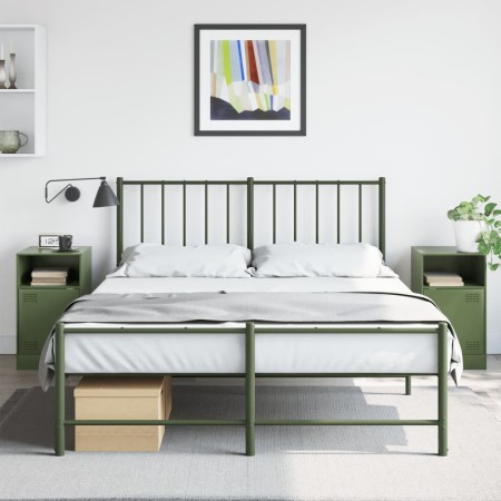 Mesitas de noche 2 unidades acero verde oliva 34,5x39x62 cm de vidaXL, Mesitas de noche - Ref: Foro24-841772, Precio: 96,45 €...