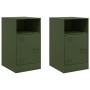 Mesitas de noche 2 unidades acero verde oliva 34,5x39x62 cm de vidaXL, Mesitas de noche - Ref: Foro24-841772, Precio: 96,45 €...