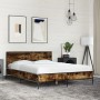 Estructura cama madera ingeniería metal roble ahumado 140x190cm de vidaXL, Camas y somieres - Ref: Foro24-3280034, Precio: 14...