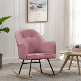 Silla mecedora de terciopelo rosa de vidaXL, Mecedoras - Ref: Foro24-289522, Precio: 140,07 €, Descuento: %