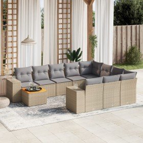 Set de sofás de jardín 11pzas con cojines ratán sintético beige en Conjuntos de jardín | Comprar online en Foru.es