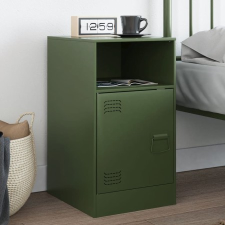 Mesita de noche acero verde oliva 34,5x39x62 cm de vidaXL, Mesitas de noche - Ref: Foro24-841771, Precio: 62,61 €, Descuento: %