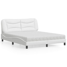 Cama con colchón cuero sintético blanco 160x200 cm de vidaXL, Camas y somieres - Ref: Foro24-3208732, Precio: 435,31 €, Descu...