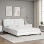 Cama con colchón cuero sintético blanco 160x200 cm de vidaXL, Camas y somieres - Ref: Foro24-3208732, Precio: 435,31 €, Descu...