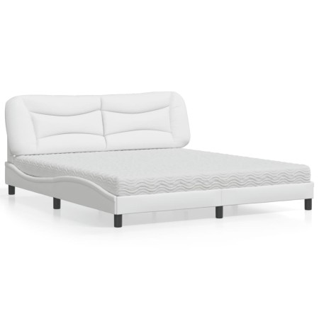 Cama con colchón cuero sintético blanco 180x200 cm de vidaXL, Camas y somieres - Ref: Foro24-3208739, Precio: 465,63 €, Descu...