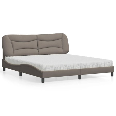 Cama con colchón de tela gris taupe 180x200 cm de vidaXL, Camas y somieres - Ref: Foro24-3208552, Precio: 453,27 €, Descuento: %