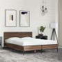 Estructura cama madera ingeniería metal marrón roble 120x200 cm de vidaXL, Camas y somieres - Ref: Foro24-3279996, Precio: 14...