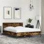 Engineered wood bed frame metal smoked oak 120x200cm by vidaXL, Beds and slatted bases - Ref: Foro24-3279994, Price: 142,59 €...