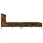 Engineered wood bed frame metal smoked oak 120x200cm by vidaXL, Beds and slatted bases - Ref: Foro24-3279994, Price: 142,59 €...