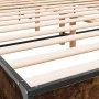 Engineered wood bed frame metal smoked oak 120x200cm by vidaXL, Beds and slatted bases - Ref: Foro24-3279994, Price: 142,59 €...