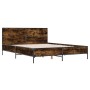 Estructura cama madera ingeniería metal roble ahumado 160x200cm de vidaXL, Camas y somieres - Ref: Foro24-3280009, Precio: 15...