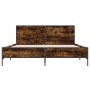 Estructura cama madera ingeniería metal roble ahumado 160x200cm de vidaXL, Camas y somieres - Ref: Foro24-3280009, Precio: 15...