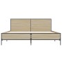 Estructura cama madera ingeniería metal roble Sonoma 135x190 cm de vidaXL, Camas y somieres - Ref: Foro24-3280028, Precio: 14...