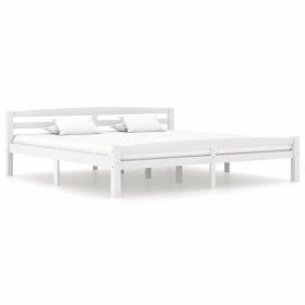 Estructura de cama de madera maciza de pino blanca 200x200 cm de vidaXL, Camas y somieres - Ref: Foro24-322074, Precio: 115,2...