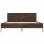 Estructura cama madera ingeniería metal marrón roble 140x200 cm de vidaXL, Camas y somieres - Ref: Foro24-3280001, Precio: 15...