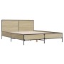 Estructura cama madera ingeniería metal roble Sonoma 160x200 cm de vidaXL, Camas y somieres - Ref: Foro24-3280008, Precio: 15...