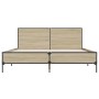 Estructura cama madera ingeniería metal roble Sonoma 160x200 cm de vidaXL, Camas y somieres - Ref: Foro24-3280008, Precio: 15...