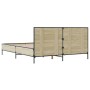 Estructura cama madera ingeniería metal roble Sonoma 160x200 cm de vidaXL, Camas y somieres - Ref: Foro24-3280008, Precio: 15...