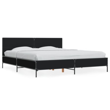 Estructura de cama madera de ingeniería y metal negro 200x200cm de vidaXL, Camas y somieres - Ref: Foro24-3280017, Precio: 17...