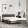 Estructura cama madera ingeniería metal marrón roble 140x190 cm de vidaXL, Camas y somieres - Ref: Foro24-3280036, Precio: 15...