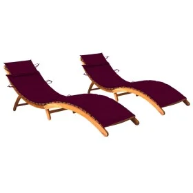 Sonnenliegen 2 Einheiten mit Auflagen aus massivem Akazienholz von vidaXL, Liegen - Ref: Foro24-3077370, Preis: 340,08 €, Rab...