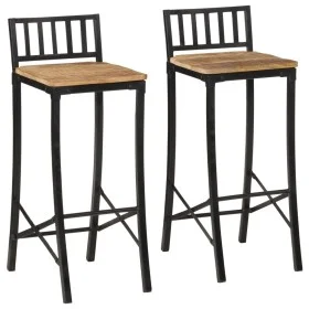 Taburetes altos 2 uds madera maciza de mango rugosa de vidaXL, Taburetes de cocina - Ref: Foro24-358940, Precio: 140,24 €, De...