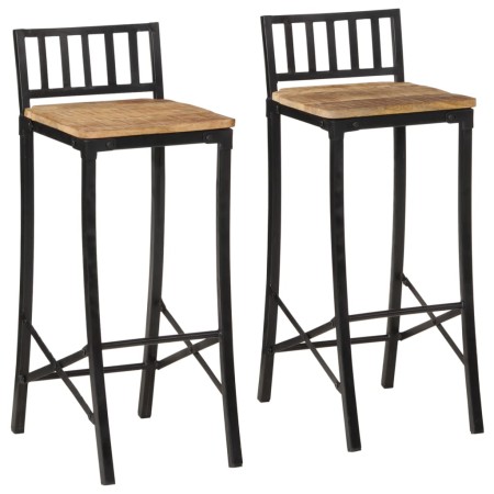 Taburetes altos 2 uds madera maciza de mango rugosa de vidaXL, Taburetes de cocina - Ref: Foro24-358940, Precio: 141,90 €, De...