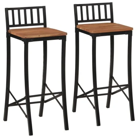 Taburetes altos 2 uds madera maciza de acacia de vidaXL, Taburetes de cocina - Ref: Foro24-358942, Precio: 105,58 €, Descuent...