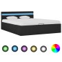 Cama hidráulica con almacenaje y LED tela gris oscuro 140x200cm de vidaXL, Camas y somieres - Ref: Foro24-285603, Precio: 343...