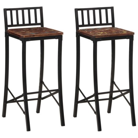 Taburetes altos 2 unidades madera maciza reciclada de vidaXL, Taburetes de cocina - Ref: Foro24-358944, Precio: 104,22 €, Des...