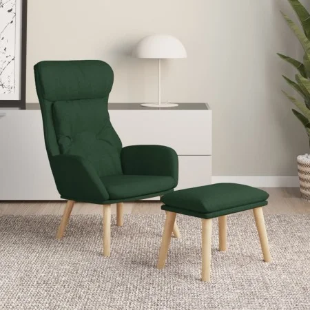Sillón de relax con taburete tela verde oscuro de vidaXL, Sillones - Ref: Foro24-3097755, Precio: 144,91 €, Descuento: %