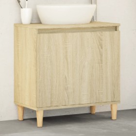 Armario de lavabo madera contrachapada roble Sonoma 58x33x60 cm de vidaXL, Tocadores de baño - Ref: Foro24-847407, Precio: 42...