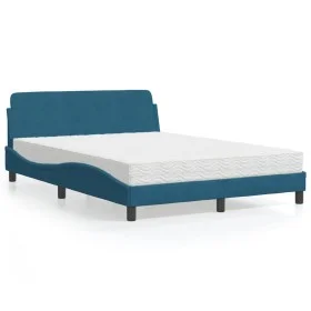 Bed with blue velvet mattress 120x200 cm by vidaXL, Beds and slatted bases - Ref: Foro24-3208375, Price: 349,75 €, Discount: %