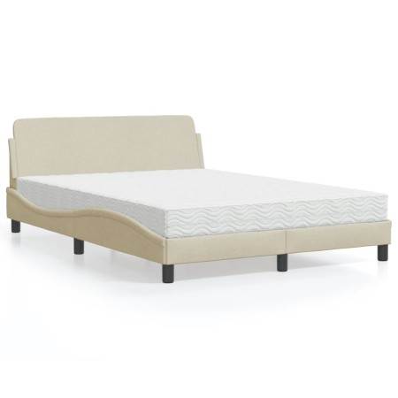 Cama con colchón tela color crema 140x190 cm de vidaXL, Camas y somieres - Ref: Foro24-3208389, Precio: 378,37 €, Descuento: %