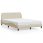 Cama con colchón tela color crema 140x190 cm de vidaXL, Camas y somieres - Ref: Foro24-3208389, Precio: 378,37 €, Descuento: %