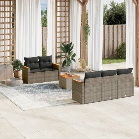 Set de muebles de jardín 6 pzas y cojines ratán sintético gris en Conjuntos de jardín | Comprar online en Foru.es