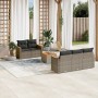 Set de muebles de jardín 6 pzas y cojines ratán sintético gris en Conjuntos de jardín | Comprar online en Foru.es