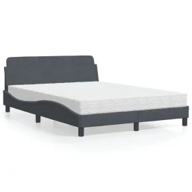 Bed with dark gray velvet mattress 140x200 cm by vidaXL, Beds and slatted bases - Ref: Foro24-3208412, Price: 337,59 €, Disco...