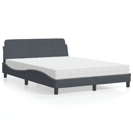 Cama con colchón terciopelo gris oscuro 140x200 cm de vidaXL, Camas y somieres - Ref: Foro24-3208412, Precio: 342,82 €, Descu...